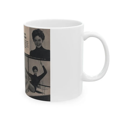 Barbara Darrow #31 - 3 B&W Photos & 3 Captions from Picture Digest Mag. April '56 (Vintage Female Icon) White Coffee Mug-Go Mug Yourself