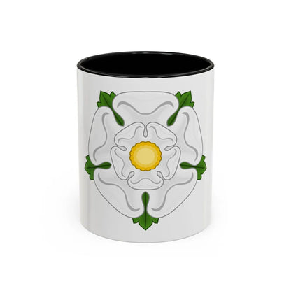 White Rose Badge of York - Accent Coffee Mug-11oz-Black-Go Mug Yourself