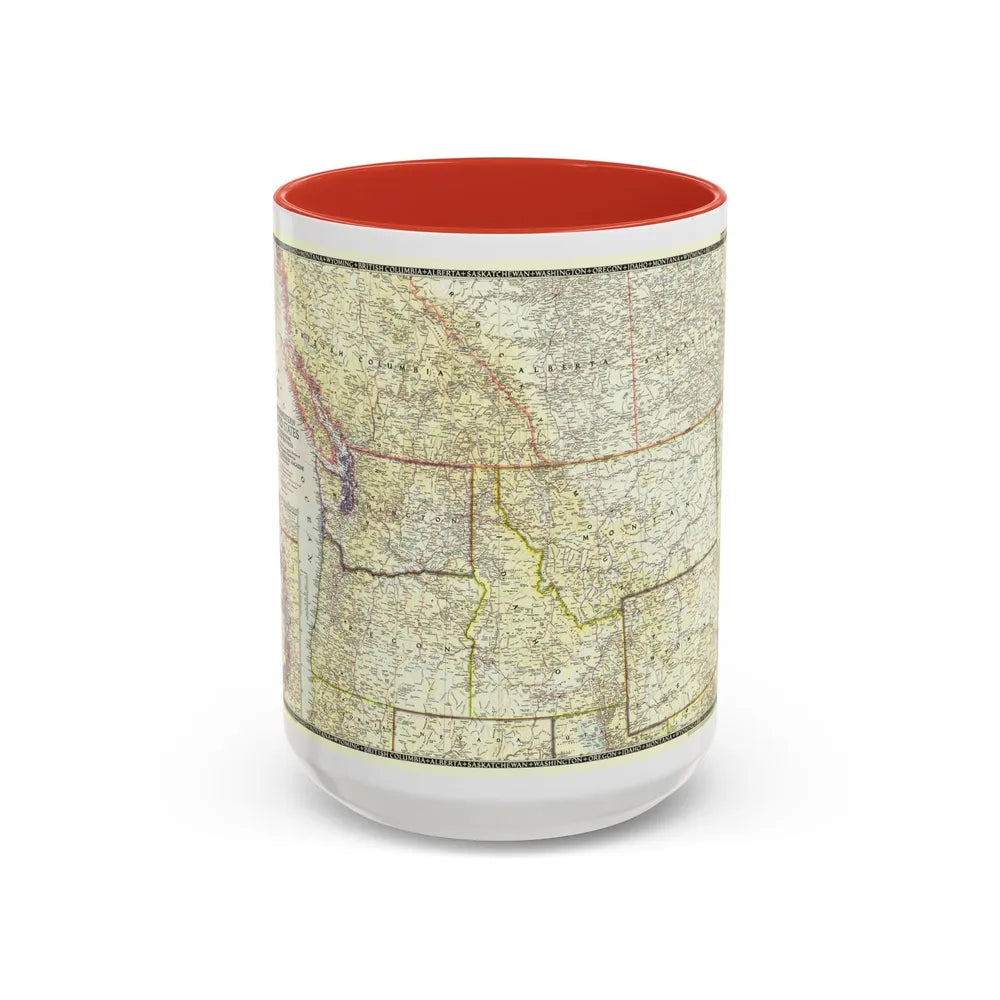 USA - Northwestern (1950) (Map) Accent Coffee Mug-15oz-Red-Go Mug Yourself