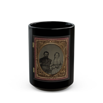 Unidentified Soldier In Union Sergeant's Uniform With Unidentified Woman (U.S. Civil War) Black Coffee Mug