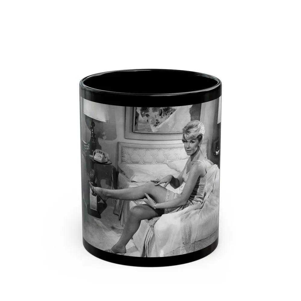 Doris Day #119 (Vintage Female Icon) Black Coffee Mug-11oz-Go Mug Yourself