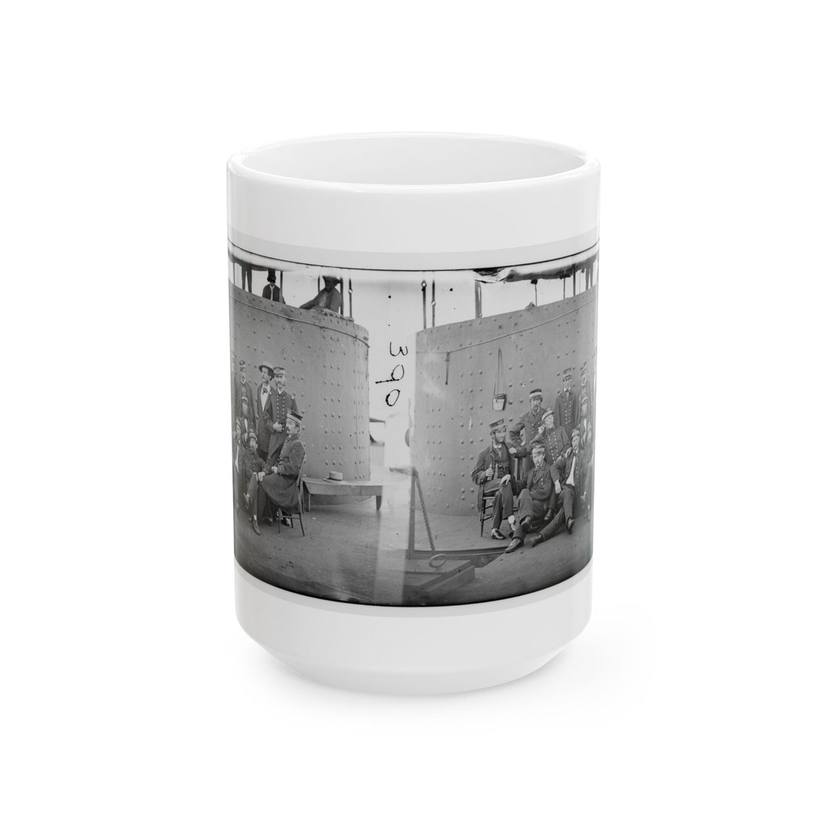 James River, Va. Officers Of The U.S.S. Monitor Grouped By The Turret (U.S. Civil War) White Coffee Mug