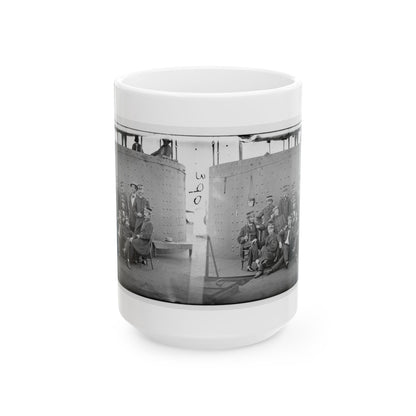 James River, Va. Officers Of The U.S.S. Monitor Grouped By The Turret (U.S. Civil War) White Coffee Mug
