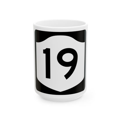 NY-19 (New York) (Road Sign) White Coffee Mug