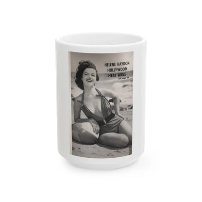 Helene Hayden #04 - Reverse side of cover 1 B&W Photo from EYE Digest Mag. Nov. '53 (Vintage Female Icon) White Coffee Mug-15oz-Go Mug Yourself