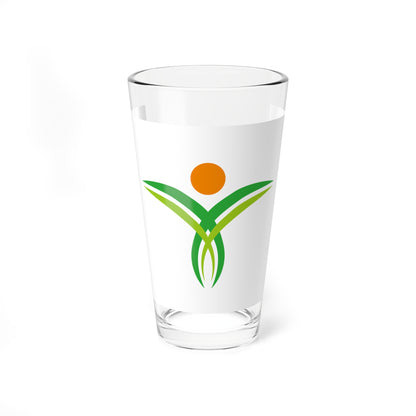 Flag of Yufu Oita no text (Japan) Pint Glass 16oz