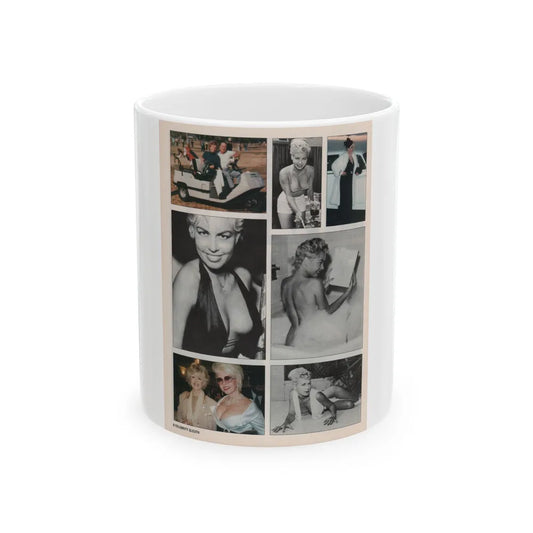 Jeanne Carmen #149 - Celebrity Sleuth Magazine Article, 7 Photos B&W+Color on Page 8 (Vintage Female Icon) White Coffee Mug-11oz-Go Mug Yourself