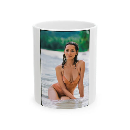 Barbara Carrera #67 (Vintage Female Icon) White Coffee Mug-11oz-Go Mug Yourself