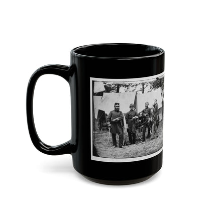 Fair Oaks, Va., Vicinity. Capt. James M. Robertson (Third From Left) And Officers (U.S. Civil War) Black Coffee Mug