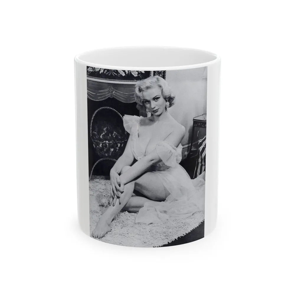 Norma Sykes #186 - [Page 28] Pages 1 of 1 with, 1 B&W Full Body Photo except right foot from Cabaret Aug. '57 Page 28 (Vintage Female Icon) White Coffee Mug-11oz-Go Mug Yourself