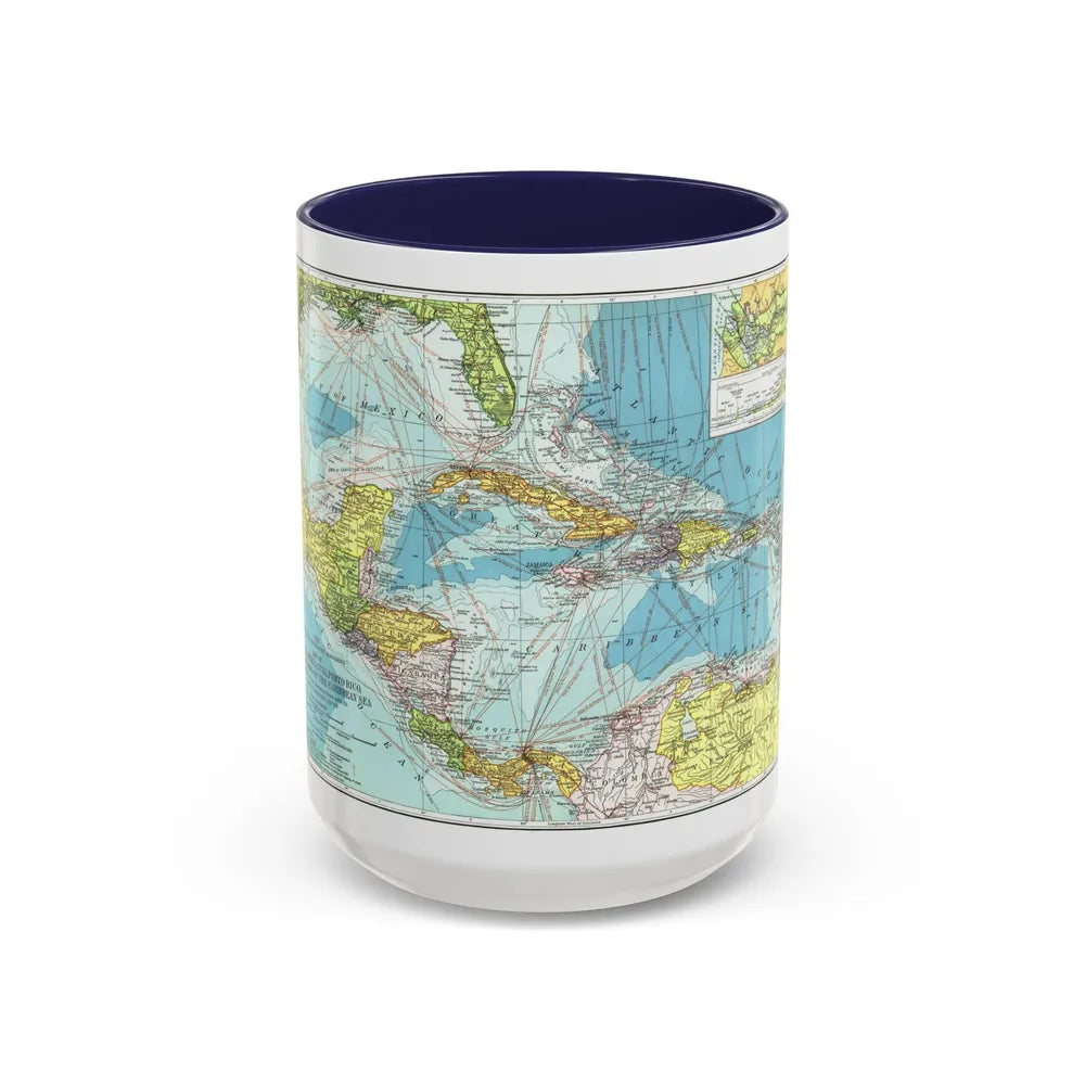 Central America (1913) (Map) Accent Coffee Mug-15oz-Navy-Go Mug Yourself