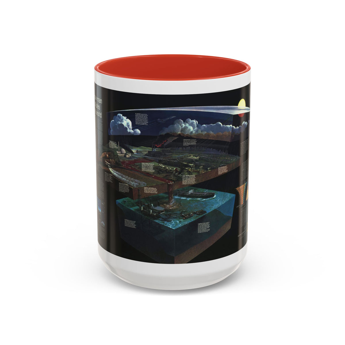 How Man Pollutes His World (1970) (Map) Accent Coffee Mug