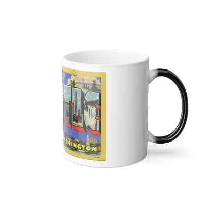 Greetings from Seattle Washington (Greeting Postcards) Color Changing Mug 11oz