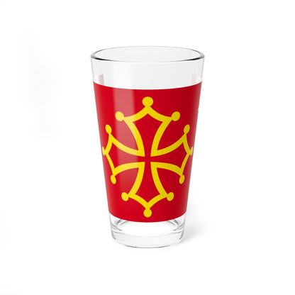 Flag of Occitania with star (France) Pint Glass 16oz