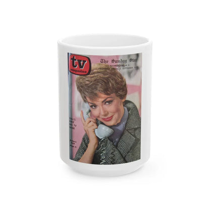 Barbara Rush #86 - T.V. Guide Mag. Cover (Vintage Female Icon) White Coffee Mug-15oz-Go Mug Yourself