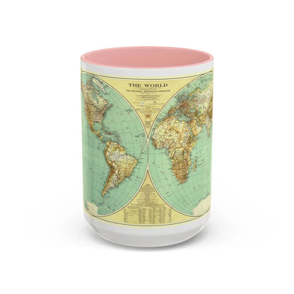 World Map (1935) (Map) Accent Coffee Mug-15oz-Pink-Go Mug Yourself