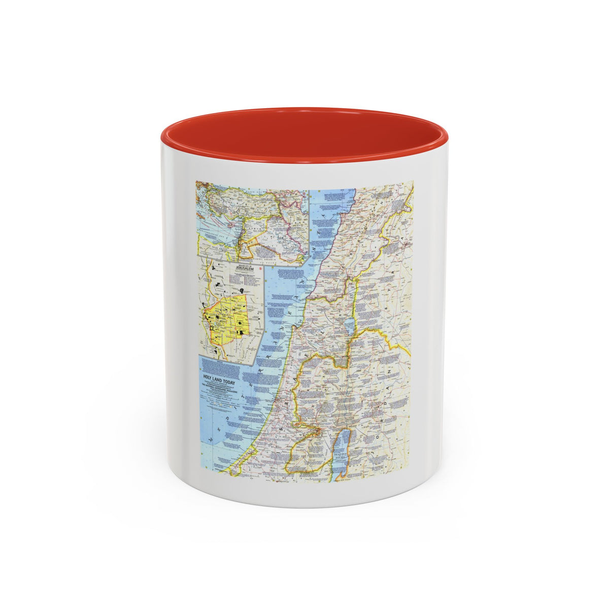 Middle East - Holy Land Today (1963) (Map) Accent Coffee Mug