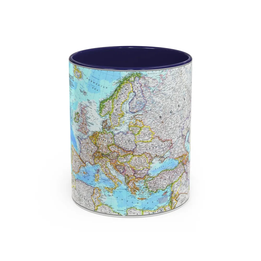 Europe (1992) (Map) Accent Coffee Mug-11oz-Navy-Go Mug Yourself