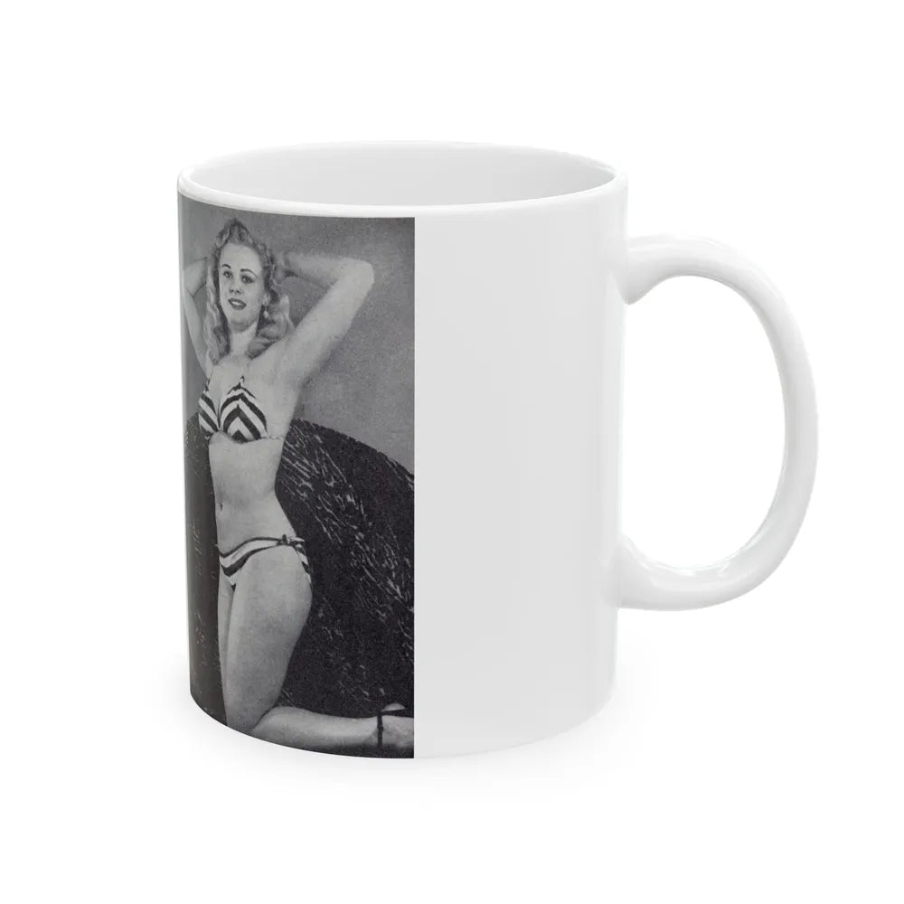 Norma Sykes #165 - 66 PHOTOGRAPHS OF Sabrina U.K. Pocket Mag. Pages 60 & 61 (Vintage Female Icon) White Coffee Mug-Go Mug Yourself