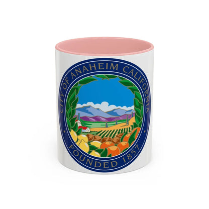 Seal of Anaheim California - Accent Coffee Mug-11oz-Pink-Go Mug Yourself