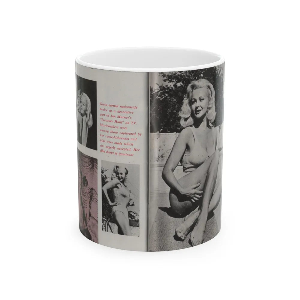 Greta Thyssen #43 - Pose! Pocket Mag. July '58 - 4 B&W Photos & Caption (Vintage Female Icon) White Coffee Mug-11oz-Go Mug Yourself