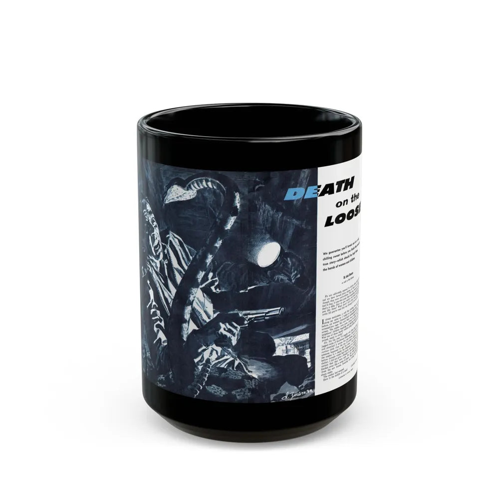 Death on the Loose, Bluebook for Men, February 1961 - Black Coffee Mug-15oz-Go Mug Yourself