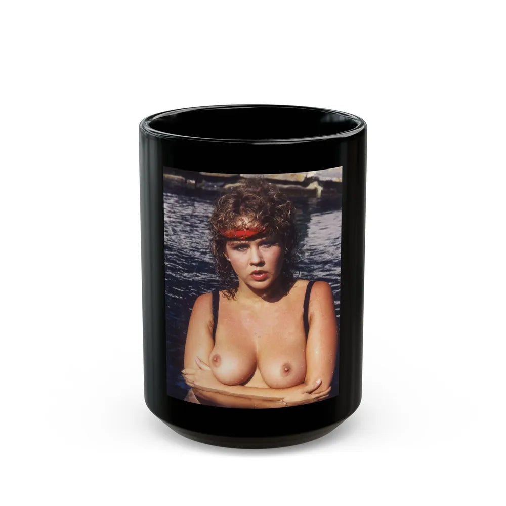 Linda Blair #243 - Topless (Vintage Female Icon) Black Coffee Mug-15oz-Go Mug Yourself