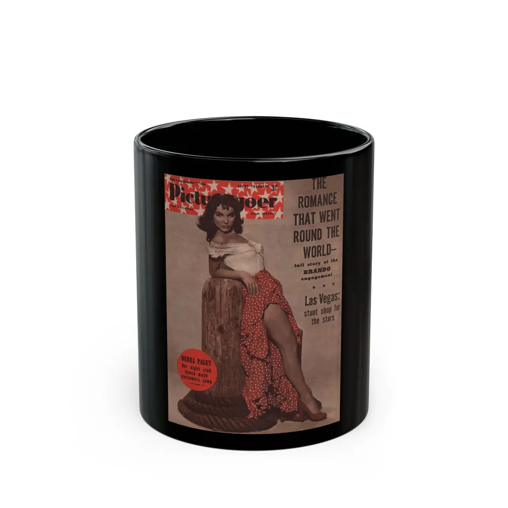 Debra Paget #511 - Debbie Picturegoer 12-11-54 Mag. Cover Promo Pic from ''The Gambler From Natchez'' '54 (Vintage Female Icon) Black Coffee Mug-11oz-Go Mug Yourself