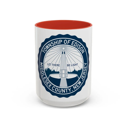 Seal of Edison NJ - Accent Coffee Mug-15oz-Red-Go Mug Yourself