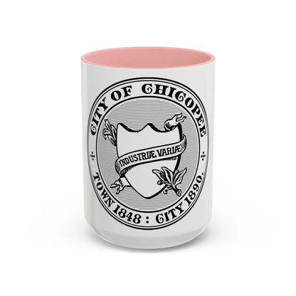 Seal of Chicopee Massachusetts - Accent Coffee Mug-15oz-Pink-Go Mug Yourself