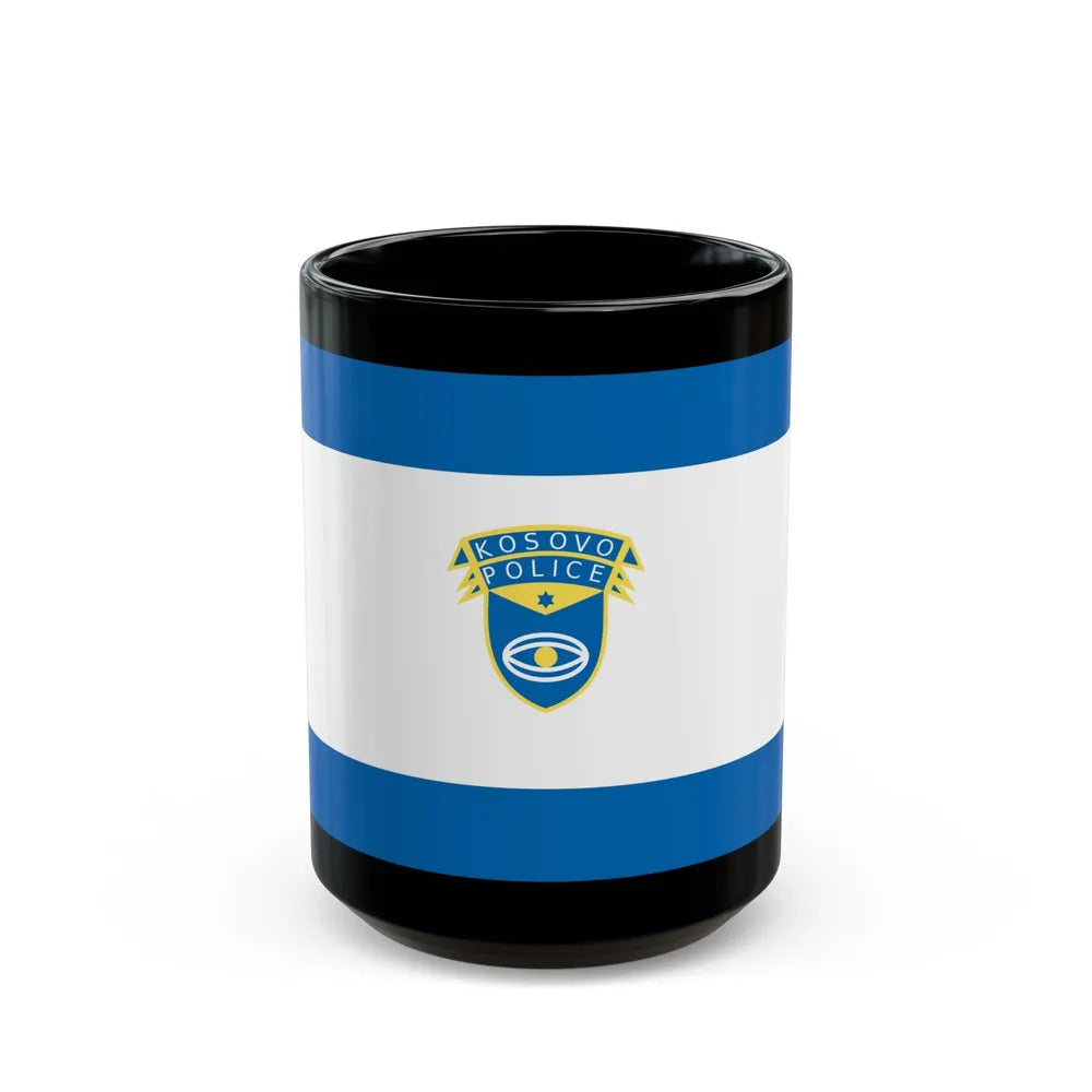 Flag of the Kosovo Police Service - Black Coffee Mug-15oz-Go Mug Yourself