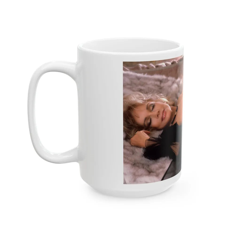 Terry Moore #409 - Unreleased Aug. '84 Playboy Photo from shoot topless black see through in lingerie (Vintage Female Icon) White Coffee Mug-Go Mug Yourself