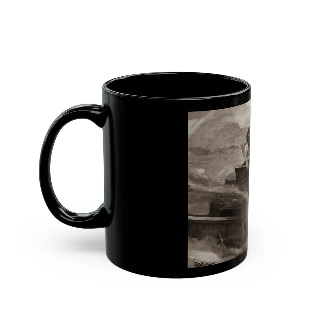 Escaping a Blaze, The Saturday Evening Post, October 16, 1937 - Black Coffee Mug-Go Mug Yourself