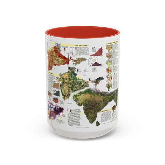 India (1997) (Map) Accent Coffee Mug-15oz-Red-Go Mug Yourself