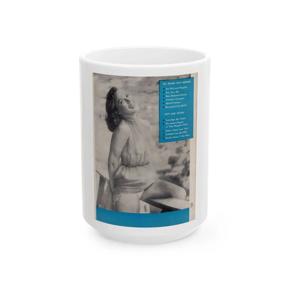 Dawn Richard #87 - Dawn on back cover of Mermaid Mag. Vol. 1 No. 3 '58 (Vintage Female Icon) White Coffee Mug-15oz-Go Mug Yourself