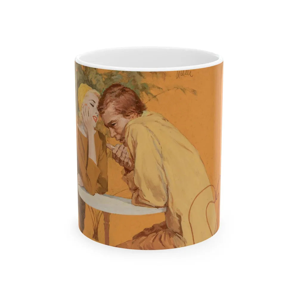 Couple at Cafe table, magazine illustration - White Coffee Mug-11oz-Go Mug Yourself