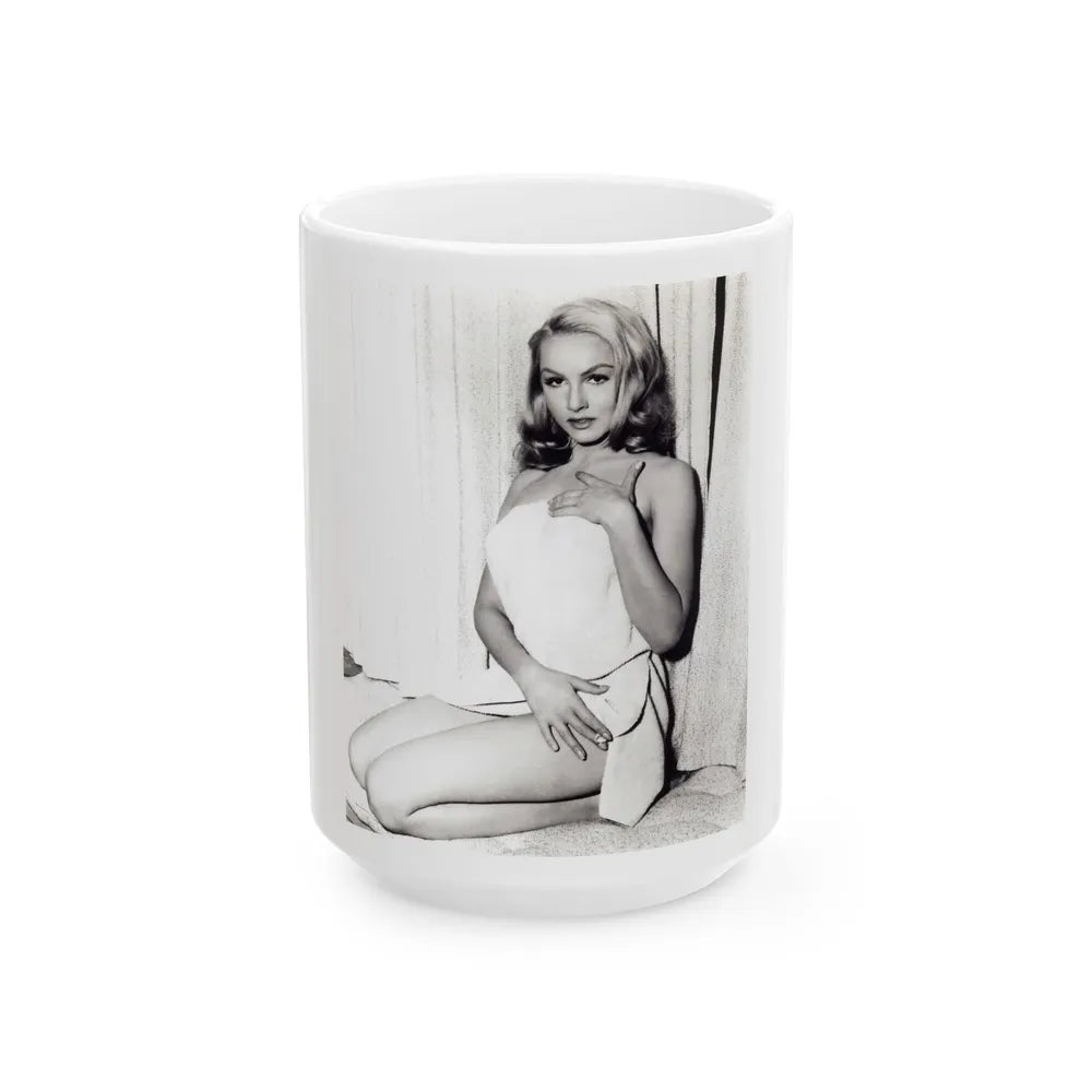 Julie Newmar #157 (Vintage Female Icon) White Coffee Mug-15oz-Go Mug Yourself