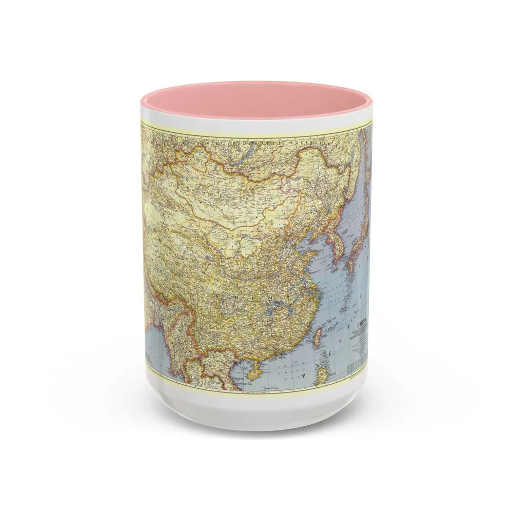 China (1945) (Map) Accent Coffee Mug-15oz-Pink-Go Mug Yourself