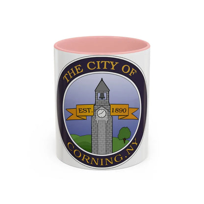 Seal of Corning NY - Accent Coffee Mug-11oz-Pink-Go Mug Yourself