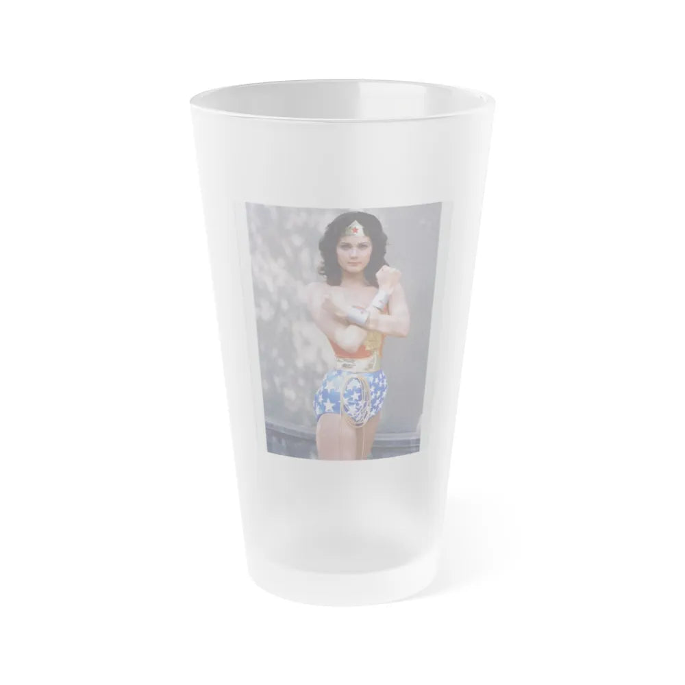 Lynda Carter #229 - Wonder Woman Photo (Vintage Female Icon) Frosted Pint 16oz-16oz-Frosted-Go Mug Yourself