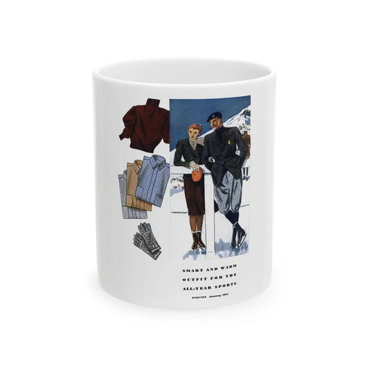 Esquire Fashion Illustration, January 1934 (4) - White Coffee Mug-11oz-Go Mug Yourself