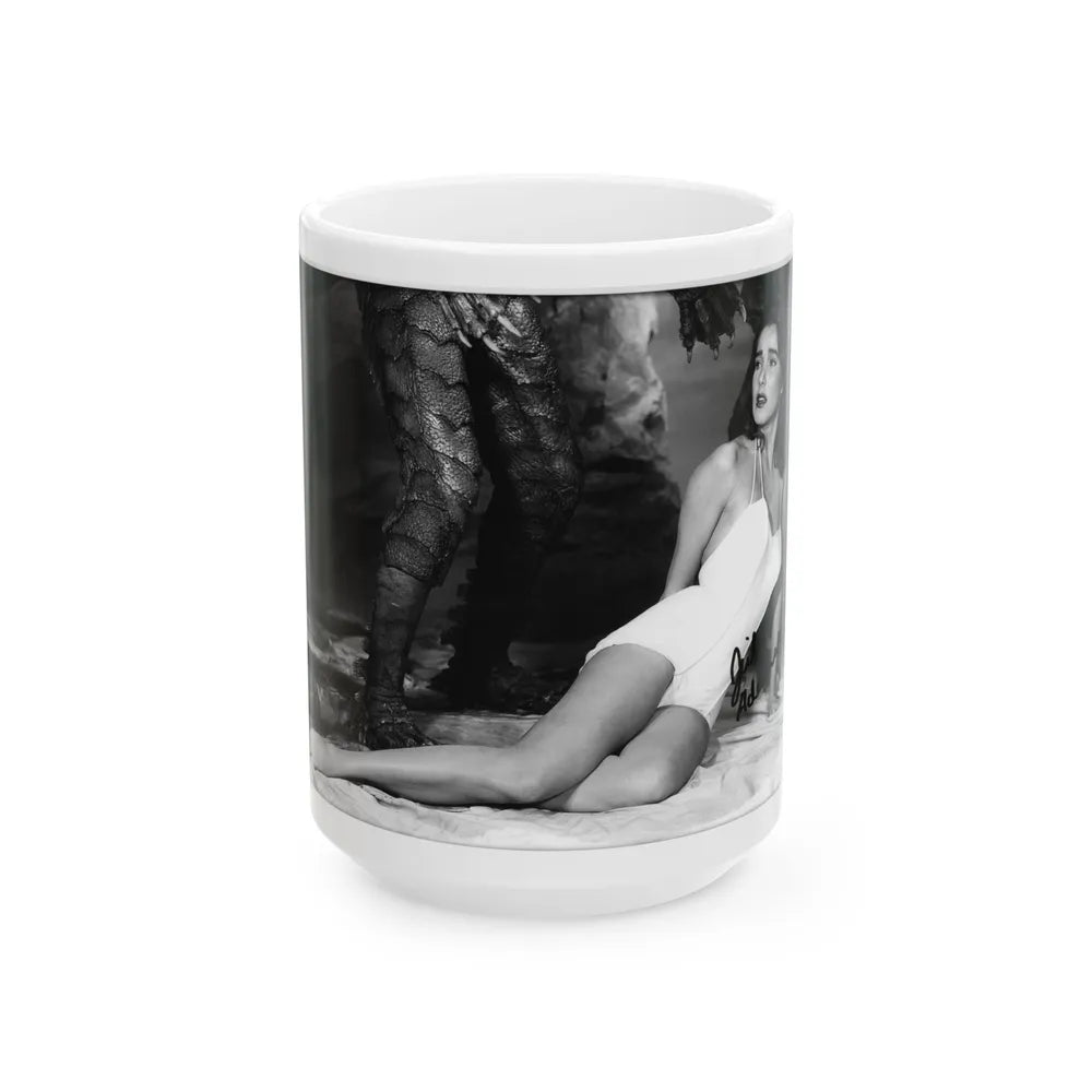 Julia Adams #212 - 8x10 B&W Full Body 1-Piece Swimsuit Promo Photo for Creature From The Black Lagoon '54 1 (Vintage Female Icon) White Coffee Mug-15oz-Go Mug Yourself