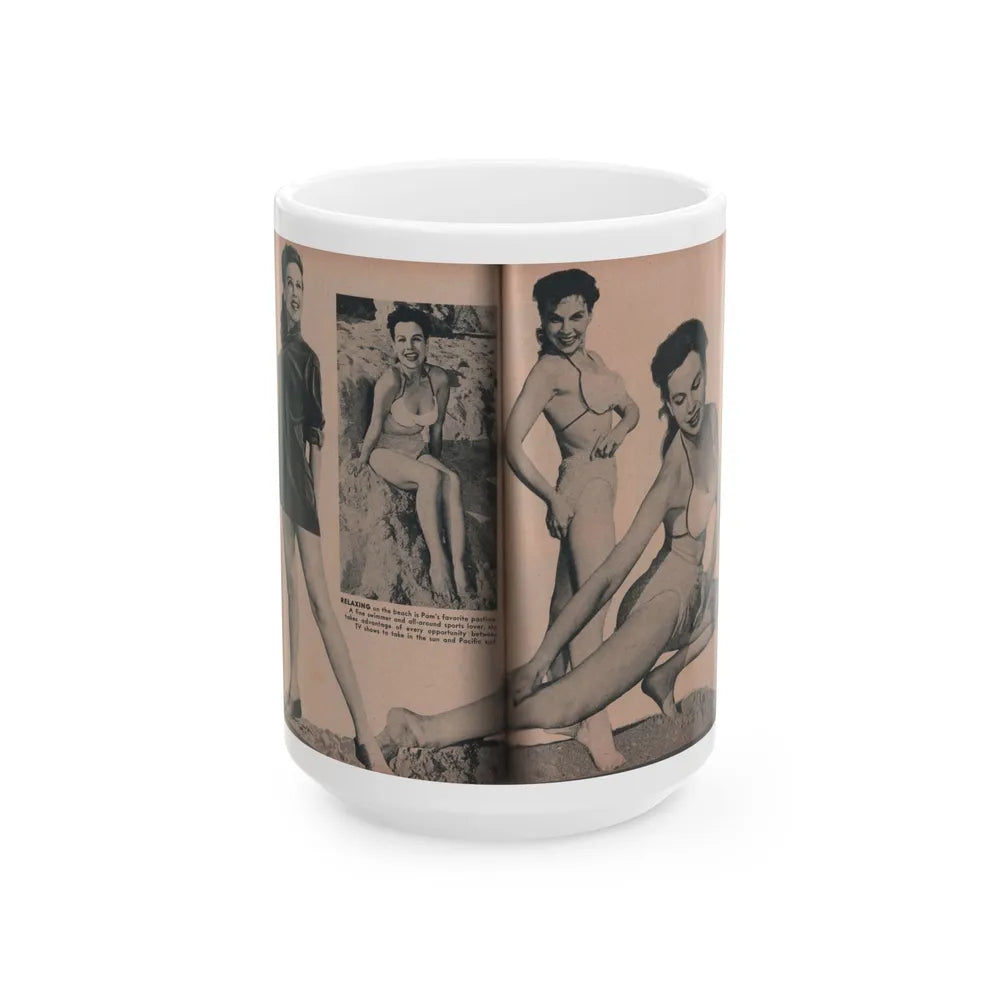 Pamela Duncan #27 - PHOTO Digest Mag. March '55 - 4 B&W Photos (Vintage Female Icon) White Coffee Mug-15oz-Go Mug Yourself