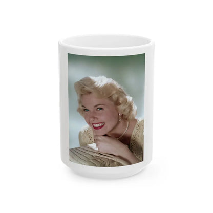 Doris Day #114 (Vintage Female Icon) White Coffee Mug-15oz-Go Mug Yourself