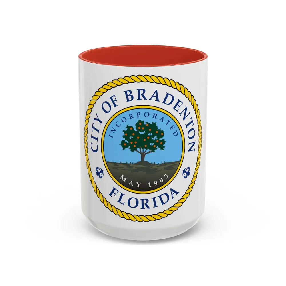 Seal of Bradenton Florida - Accent Coffee Mug-15oz-Red-Go Mug Yourself