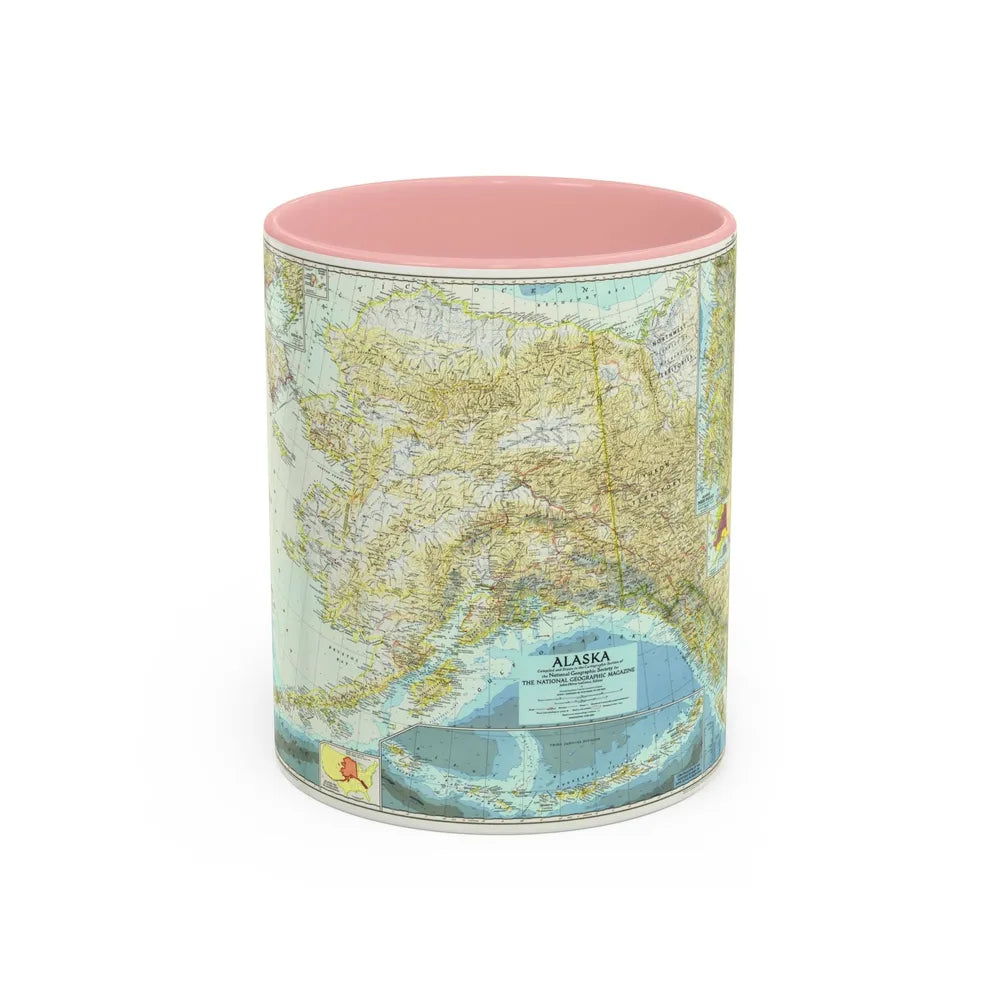 USA - Alaska (1956) (Map) Accent Coffee Mug-11oz-Pink-Go Mug Yourself