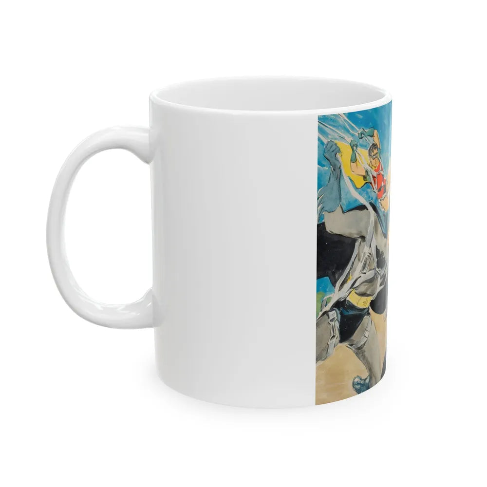 Batman and Robin, movie poster illustrations (2) - White Coffee Mug-Go Mug Yourself