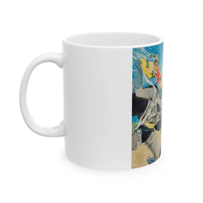 Batman and Robin, movie poster illustrations (2) - White Coffee Mug-Go Mug Yourself