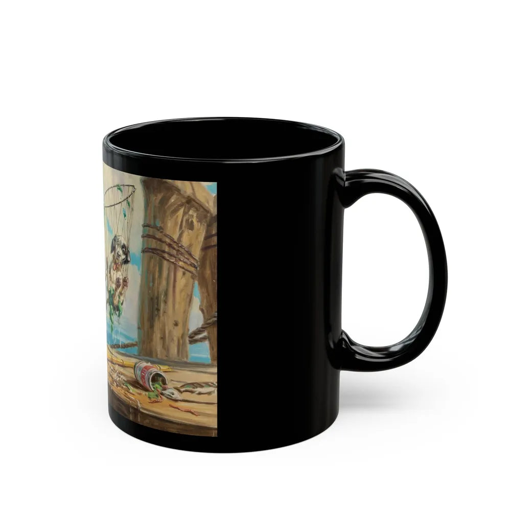 Dog in Net - Black Coffee Mug-Go Mug Yourself