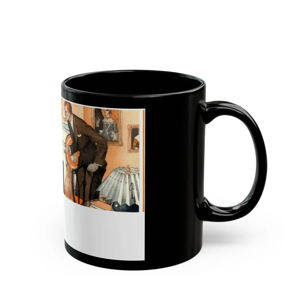 By the Fire, 1934 - Black Coffee Mug-Go Mug Yourself